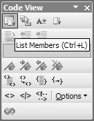 Code View Toolbar - List  Members.