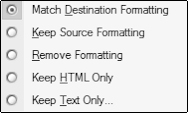 Paste Expanded with Match Destination Formatting selection.
