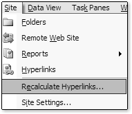 Recalculate Hyperlinks Menu.